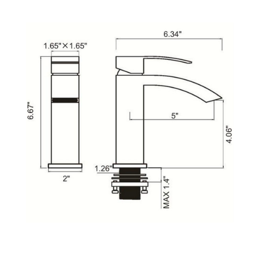 Vanity Faucet 6 4/5” Deck Mount (Curved Nose) Single Handle Bathroom